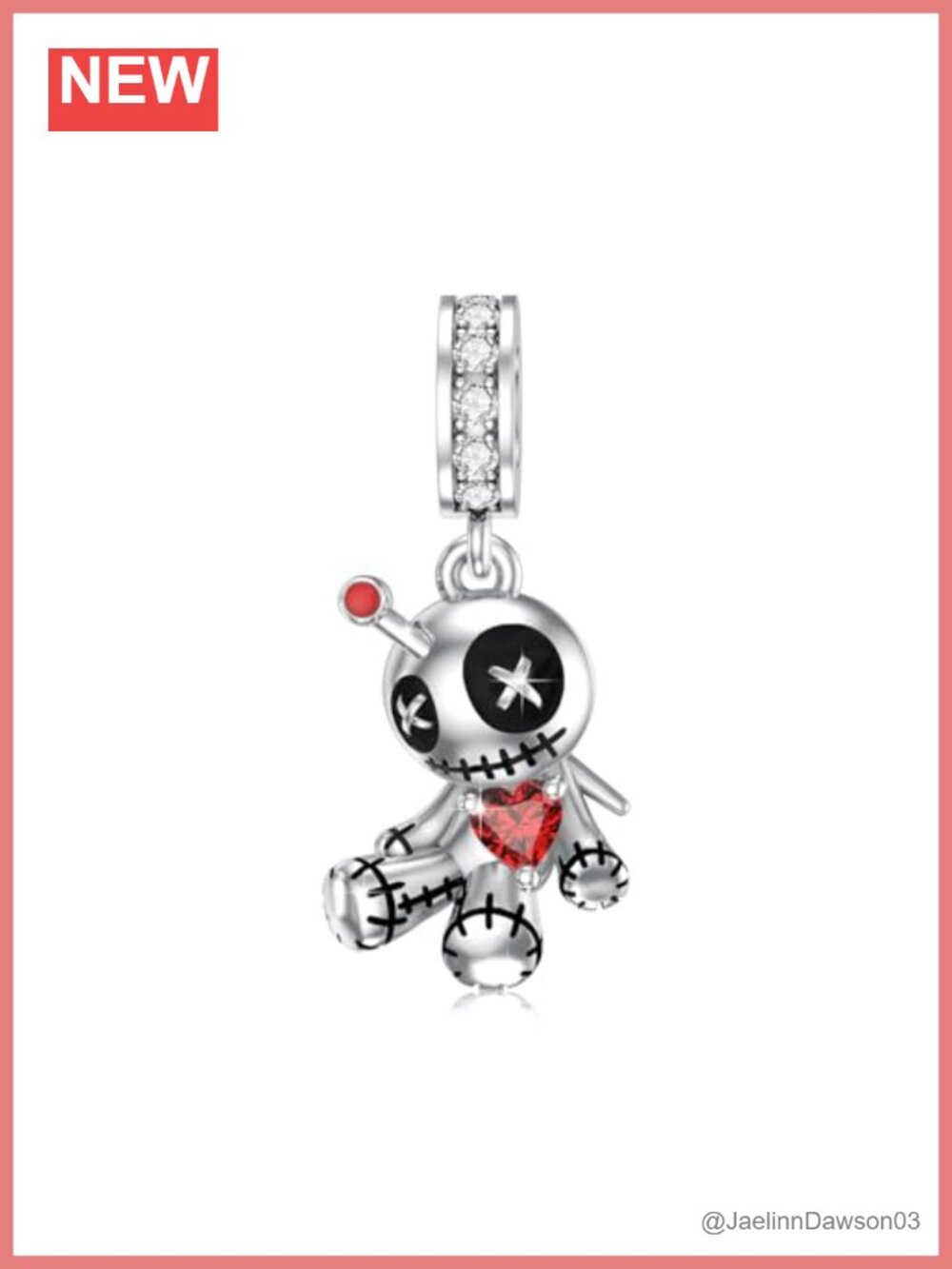 SOESON 925 Sterling Silver Voodoo Doll Charm Gothic Pendant Bead for Women